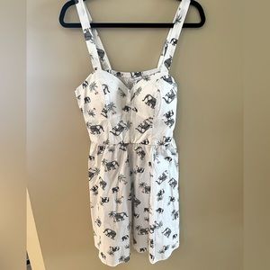 NWOT.  Sleeveless Sweet & Flirty White Dress w elephants.  XL.